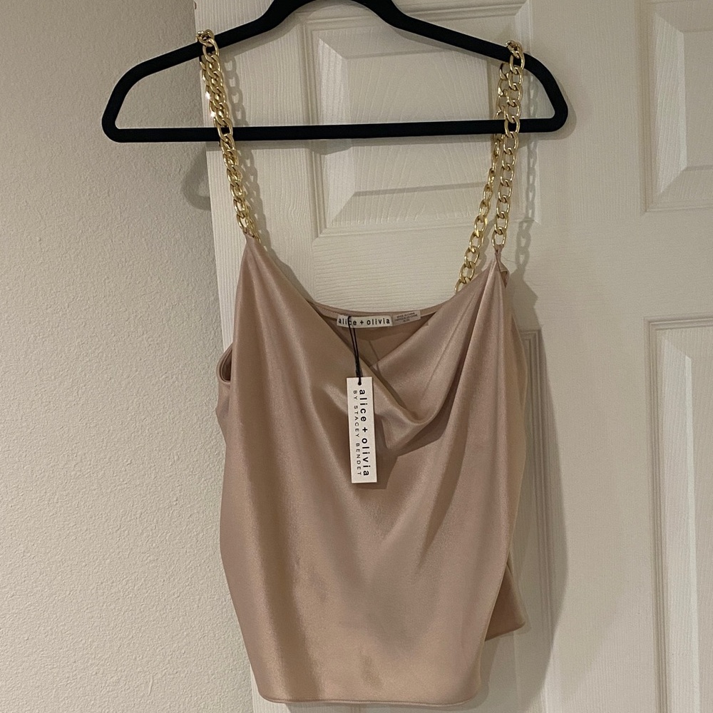 Alice + Olivia Beige Chain Strap Camisole